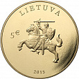 Литва, 2015, 25 лет Независимости, 5 Евро в коинкарте, цвет, UNC,-миниатюра